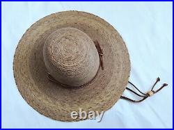 Vintage Straw Jula Wide Brim Hat Custom Made in Mexico for Shop in Texas