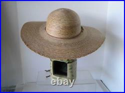 Vintage Straw Jula Wide Brim Hat Custom Made in Mexico for Shop in Texas one sz