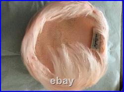 Vintage Stylish Pink Feather Hat Cap 1950's 1960's Mr. Andre Sunday Derby