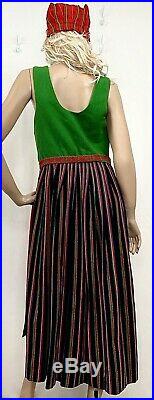 Vintage Sundborn Swedish Costume Womens Folk Dress Bunad Red Green Hat Apron S