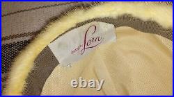 Vintage USED 1960's Cream/White Mink Hat Designed by Lora