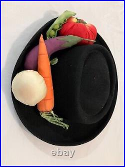 Vintage Vegetable Black Wool Felt Hat