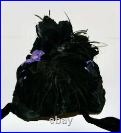 Vintage Victorian style black velvet women's hat