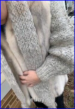Vintage White Mink Coat Detachable Sleeves Wool Hat Scarf Medium Unique $2500