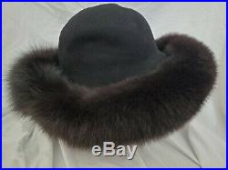Vintage Women's Black hat felt with Fur Jack McConnell Boutique MINT
