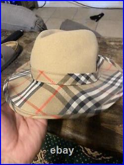 Vintage Women's Burberry Wool Fedora Style Hat Size S from England