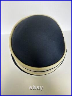 Vintage Women's Cloche HAT Navy Blue White Daytons French Room sailor Ocean