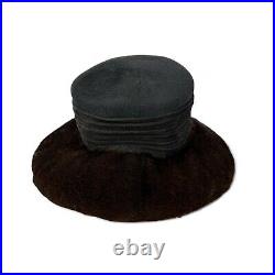 Vintage Women's Ranch Mink Fur Brim Hat Black Velvet NEW