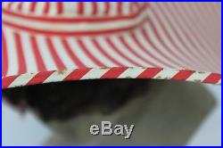 Vintage Womens Collapsible Sun Hat Red White Striped Beach Hat With Bag Rare