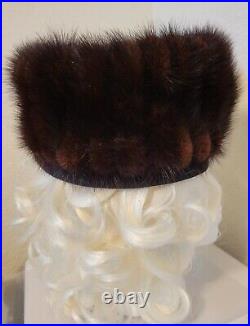 Vintage Womens Made In USA Brown Fur Hat 22,1/4