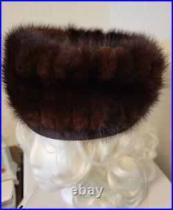 Vintage Womens Made In USA Brown Fur Hat 22,1/4