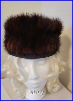 Vintage Womens Made In USA Brown Fur Hat 22,1/4