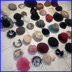 Vintage hat LOT RESELLER 50s 60s Hats Boater, Cashmere, Wool, & FEATHERS! Costum