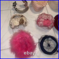 Vintage hat LOT RESELLER 50s 60s Hats Boater, Cashmere, Wool, & FEATHERS! Costum