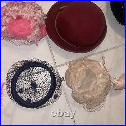 Vintage hat LOT RESELLER 50s 60s Hats Boater, Cashmere, Wool, & FEATHERS! Costum