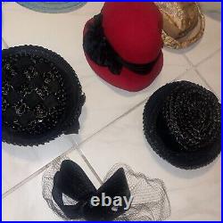 Vintage hat LOT RESELLER 50s 60s Hats Boater, Cashmere, Wool, & FEATHERS! Costum