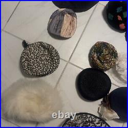 Vintage hat LOT RESELLER 50s 60s Hats Boater, Cashmere, Wool, & FEATHERS! Costum