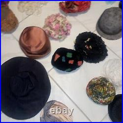 Vintage hat LOT RESELLER 50s 60s Hats Boater, Cashmere, Wool, & FEATHERS! Costum