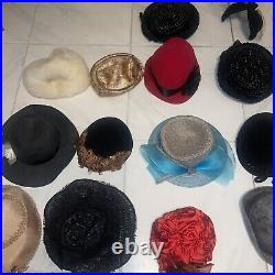 Vintage hat LOT RESELLER 50s 60s Hats Boater, Cashmere, Wool, & FEATHERS! Costum