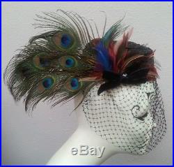 Vintage peacock feathered hat