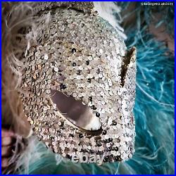 Vintage showgirl dancer burlesque pinup Folies Bergere headdress headpiece costu