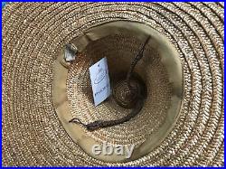 Vintage straw hat 1930s 1940s 40s Tilt Wide Brim Brown High Crown