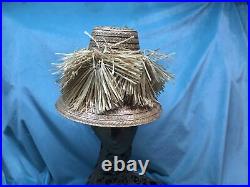 Vintage straw hat Happy Cappers 1950s Raffia Size 7 Tall Novelty Beach Tilt 40s