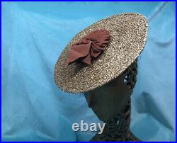 Vintage straw hats for women 1930s 40s Tilt Raffia By Felix French Brown