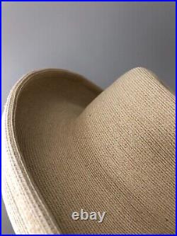 Vintage woman's beige soft hat, medium brim size. Brand Talbets, Straw
