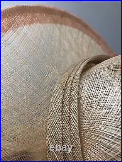 Vintage woman's beige transparent hat with rose. Brand B. Michael, Straw