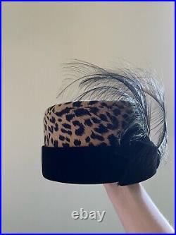 Vintage woman's leopard hat. Brand Brenda Waites Bolling, U. S. A