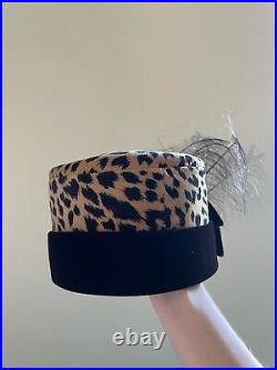 Vintage woman's leopard hat. Brand Brenda Waites Bolling, U. S. A