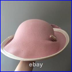 Vintage woman's pink hat with decor. Brand Mr. John, Classic