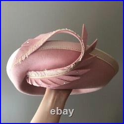Vintage woman's pink hat with decor. Brand Mr. John, Classic