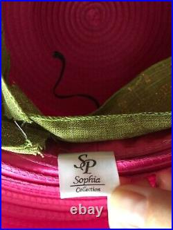 Vintage woman's pink hat with decor. Brand Sophia Collection, Straw