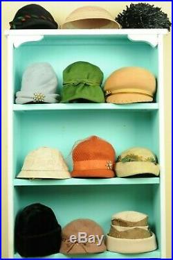 Vintage women's hat lot 40s-60s various styles veiled winter wool