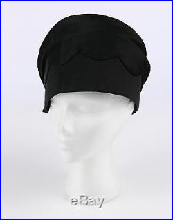 Vtg 1910 1920s Couture J. W. ROBINSON CO Black Satin Cloche Flapper Hat Cut Steel