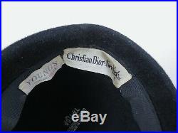 Vtg 1950s Hat Christian Dior imported French velvet black hat