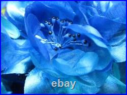 Vtg 1960's Evelyn Varon Exclusive BLUE Flower Petal Hat withVelvet Bow