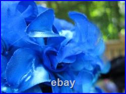 Vtg 1960's Evelyn Varon Exclusive BLUE Flower Petal Hat withVelvet Bow