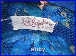 Vtg 1960's Evelyn Varon Exclusive BLUE Flower Petal Hat withVelvet Bow