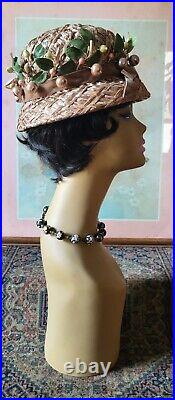 Vtg. 60s JOSEPH MAGNIN straw hat! (FOR SALE HAT ONLY!)