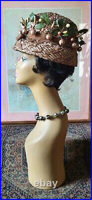 Vtg. 60s JOSEPH MAGNIN straw hat! (FOR SALE HAT ONLY!)