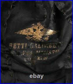Vtg BETTI GALIMBERTI c. 1800's Navy Blue Silk Velvet Bow Bonnet Hat