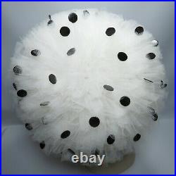 Vtg Bubble Hat Jack McConnell Red Feather Label White Tulle Black Polka Dots