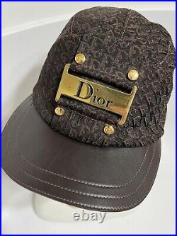 Vtg CHRISTIAN DIOR BY JOHN GALLIANO BROWN MONOGRAM HAT 57