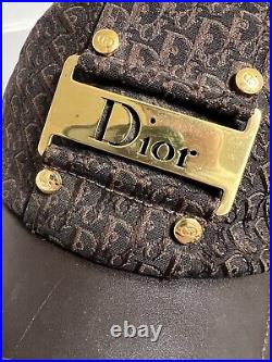 Vtg CHRISTIAN DIOR BY JOHN GALLIANO BROWN MONOGRAM HAT 57