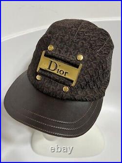 Vtg CHRISTIAN DIOR BY JOHN GALLIANO BROWN MONOGRAM HAT 57