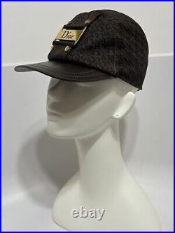 Vtg CHRISTIAN DIOR BY JOHN GALLIANO BROWN MONOGRAM HAT 57