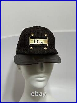 Vtg CHRISTIAN DIOR BY JOHN GALLIANO BROWN MONOGRAM HAT 57